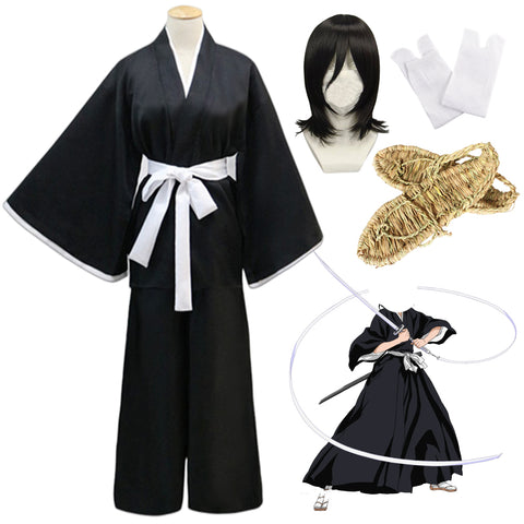 Anime Cosplay Rukia Costume + Wigs +Shoes Halloween Whole Set Cosplay Outfit