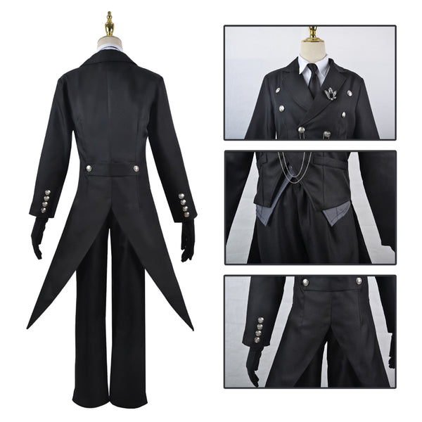 Anime Kuroshitsuji Black Butler Sebastian Michaelis Butler Costume Suit Full Set Halloween Carnival Cosplay Outfit