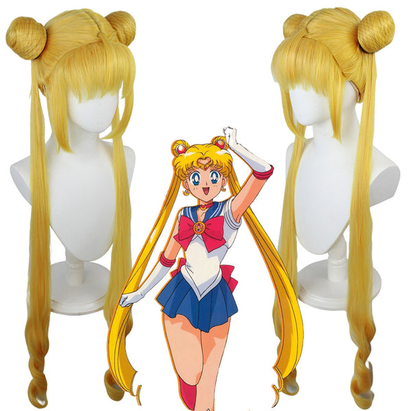 Anime Sailor Moon Usagi Tsukino Whole Set Cosplay Costume Dress With Wigs and Boots Halloween Cosplay Outfit Set