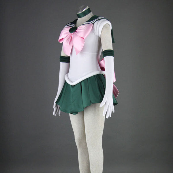 Anime Sailor Moon Makoto Kino Sailor Jupiter Cosplay Full Set Costume+Wigs+Shoes Halloween Carnival Outfit Set