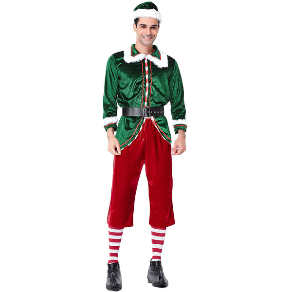 Men Christmas Elf Costume Christmas Cosplay Elf Green Outfit