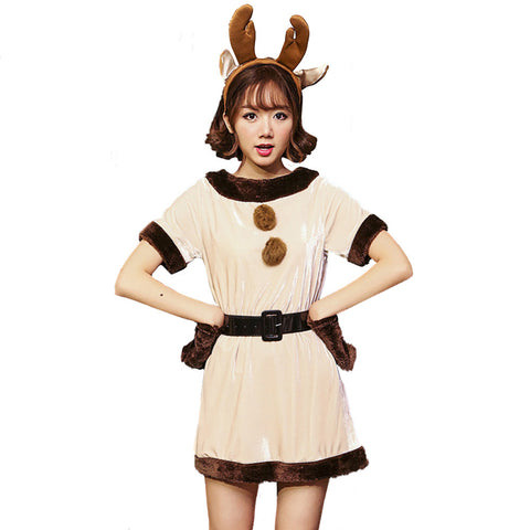 2022 New Women Christmas Reindeer Costume Dress Full set