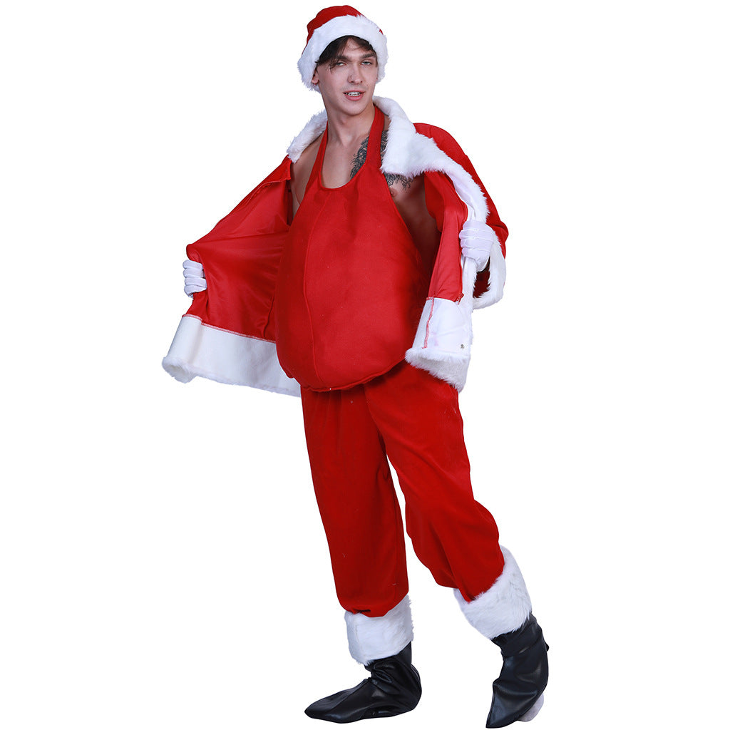 Santa Fake Belly For Costume – Padded Stuffed Belly For Santa Claus Dress Up, Christmas Parties & Performances