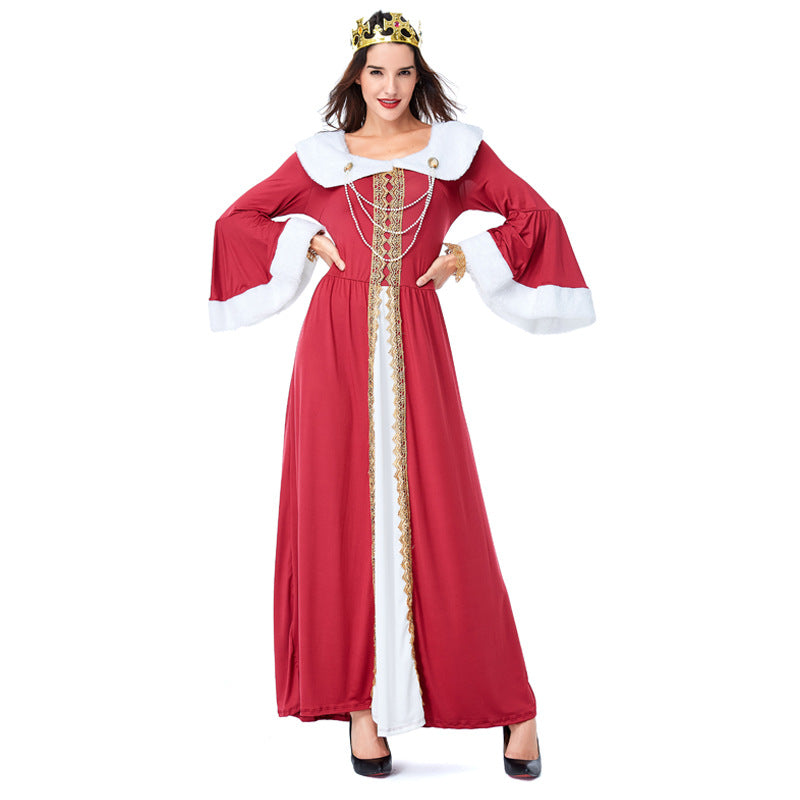 Adult Women European Vintage Court Medieval Queen Costume For Halloween ...