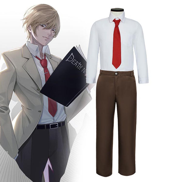 Anime Death Note Light Yagami Cosplay Costume Uniform With Wigs Halloween Costume Set