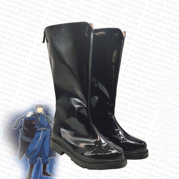 Fullmetal Alchemist  Roy Mustang Cosplay Costume Shoes Black PU Leather Boots
