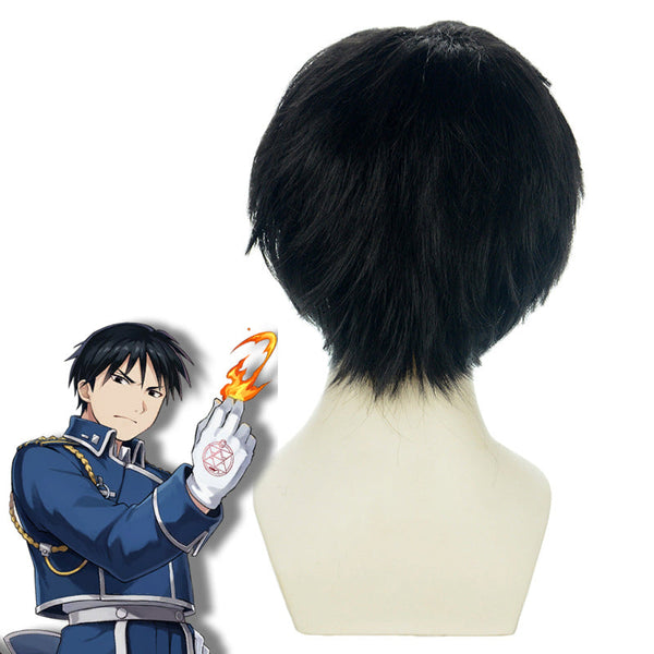 Anime Fullmetal Alchemist Cosplay Roy Mustang Costume and Wigs Set Halloween Whole Set Costume