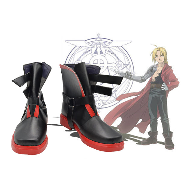 Fullmetal Alchemist Edward Elric Whole Set Costume With Wigs and PU Boots Halloween Carnival Cosplay Outfit Set