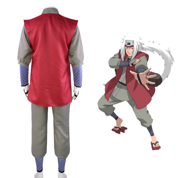Anime Sannin Toad Sage Jiraiya Cosplay Costume Full Set With Wigs and Clogs Sandals and Headband