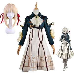 Anime Violet Evergarden Costume and Wigs Set Halloween Costume Outfit