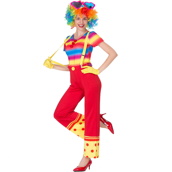 Clown Cosplay Costume Jumpsuit For Halloween Party Performance