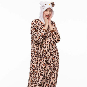 Kigurumi Animal Onesies Leopard Cat Hoodie Pajamas