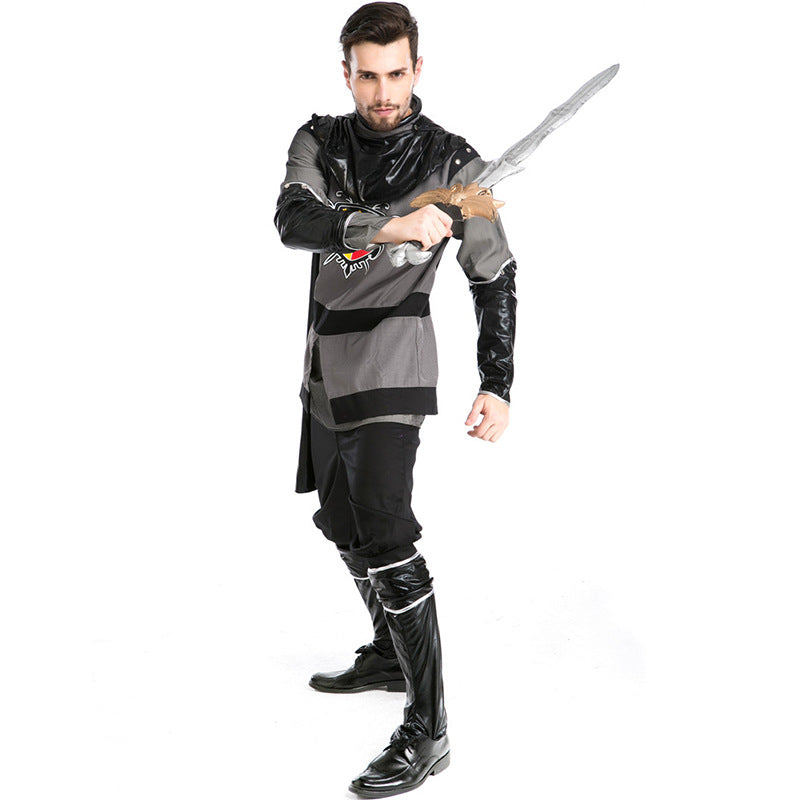 Men Roman Warrior Gladiator Warrior Black Cosplay Costume For Halloween ...