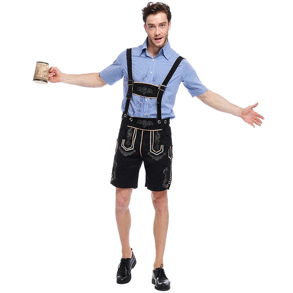 Men's German Bavarian Oktoberfest Deluxe 2 Pieces Lederhosen Guy Costume