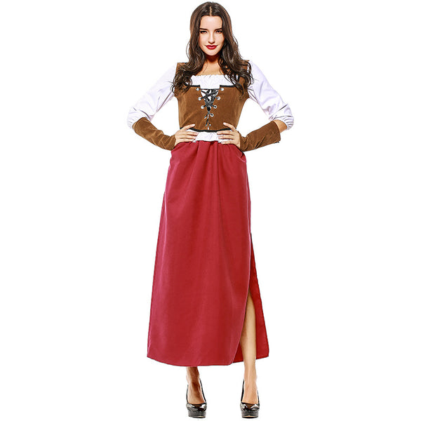 Women Oktoberfest Bavarian Beer Festival Costume Long Party Waitress Maid Costume Dress