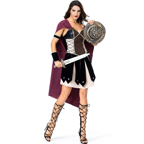 Women Roman Warrior Gladiator Warrior 300 Cosplay Costume For Halloween Party Performance