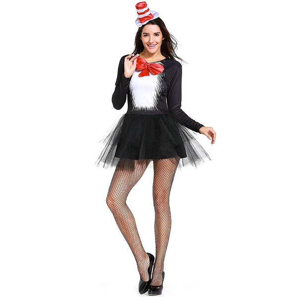 Women Sexy Cat Girl Magician Cosplay Costume Dress