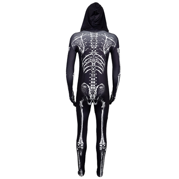 2023 Child Adult Halloween Dress Up Costume Skeleton Man Zentai Black and White Skeleton Costume Jumpsuit