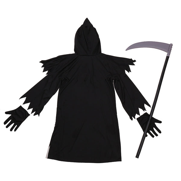 2023 Glow in the Dark Grim Reaper Costume Kids Halloween Party Cosplay Death Costume and Scythe Props