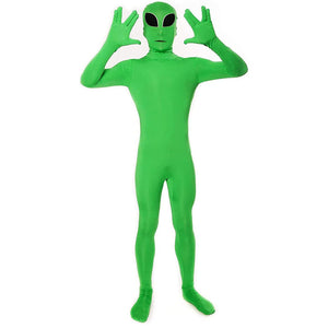 2023 Halloween Child Adult Alien Zentai Cosplay Costume Green One Piece Jumpsuit Alien Costume