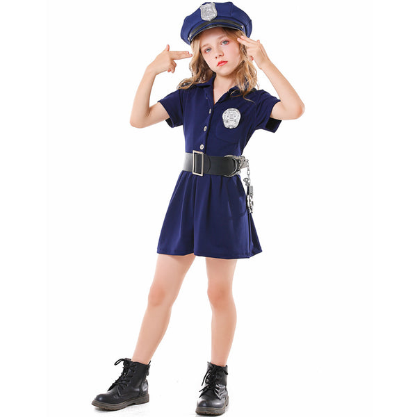 2023 Halloween Child Girls Policewoman Costume Dress Stage Performance Costume