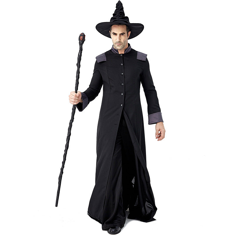 2023 Halloween Costumes Black Robe Wizard Witch Costume Family Matching Costume for Women Men Kids