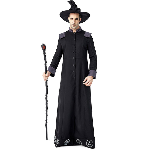 2023 Halloween Costumes Black Robe Wizard Witch Costume Family Matching Costume for Women Men Kids