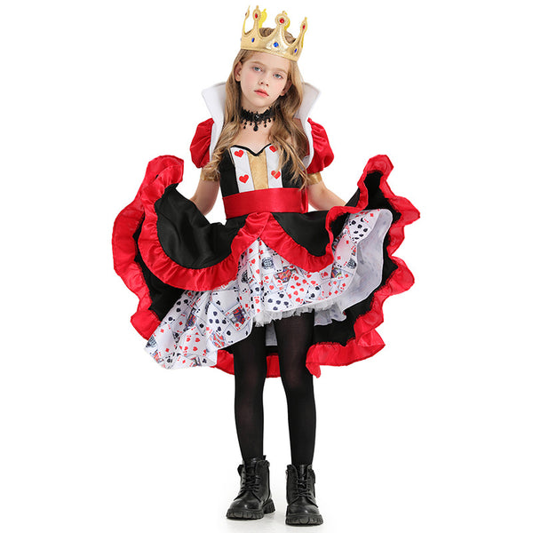2023 Halloween Costumes Child Poker Queen Costume Girls Stage Performance Costumes