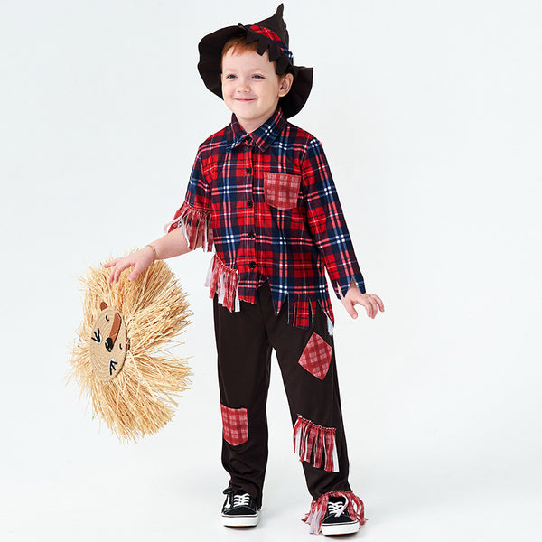 2023 Halloween Costumes Kids Boys Scarecrow Cosplay Outfit For Halloween Party Stage Performance