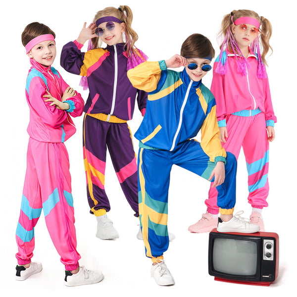 2023 Halloween Kids Costume Vintage Disco Performance Costume Girls Boys Halloween Hip-Hop Costume