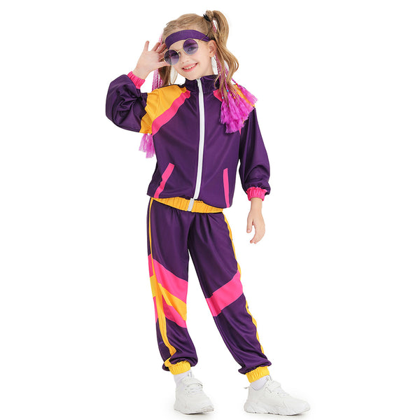 2023 Halloween Kids Costume Vintage Disco Performance Costume Girls Boys Halloween Hip-Hop Costume