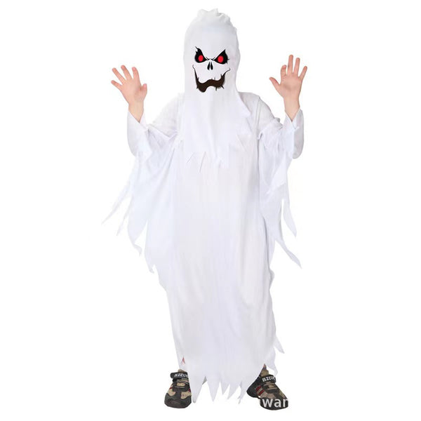 2023 Halloween Kids Costumes Scary White Little Ghost Costume Outfit Robe For Girls Boys