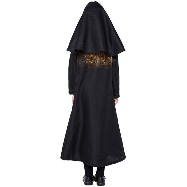 2023 Halloween Kids Girls Black Nun Cosplay Costume Halloween Carnival Drama Performance Costume