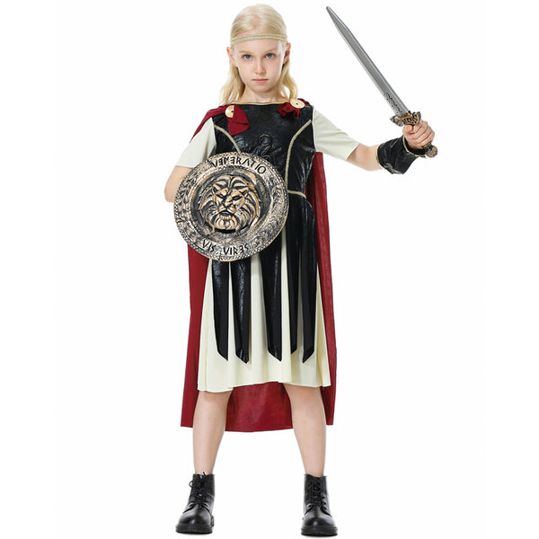 2023 Halloween Kids Spartan Warrior Costume With Shield and Sword Props Boys Girls Ancient Roman Warrior Costume