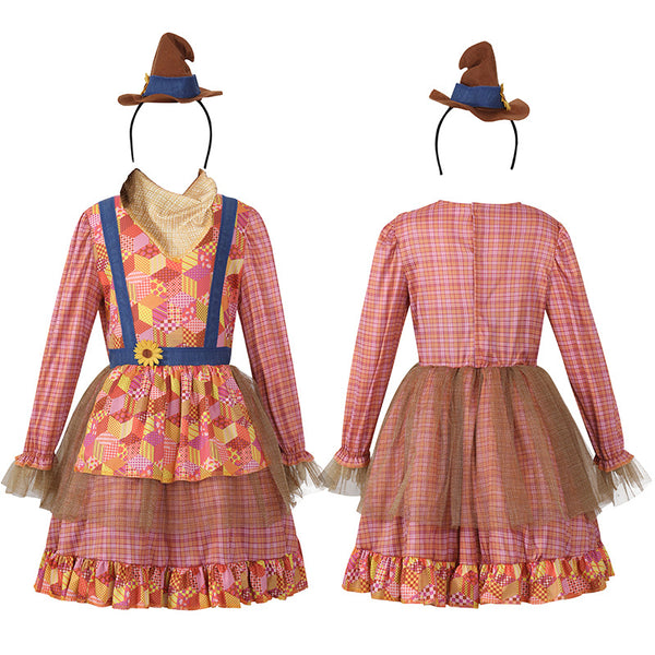 2023 Kids Girls Scarecrow Dress Costume For Halloween Carnival Child Stage Performance Costume