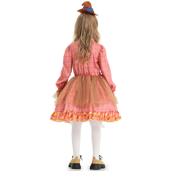 2023 Kids Girls Scarecrow Dress Costume For Halloween Carnival Child Stage Performance Costume