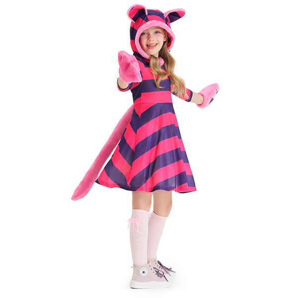 2023 Kids Girls The Cheshire Cat Costume Dress Cute Children's Performance Costume