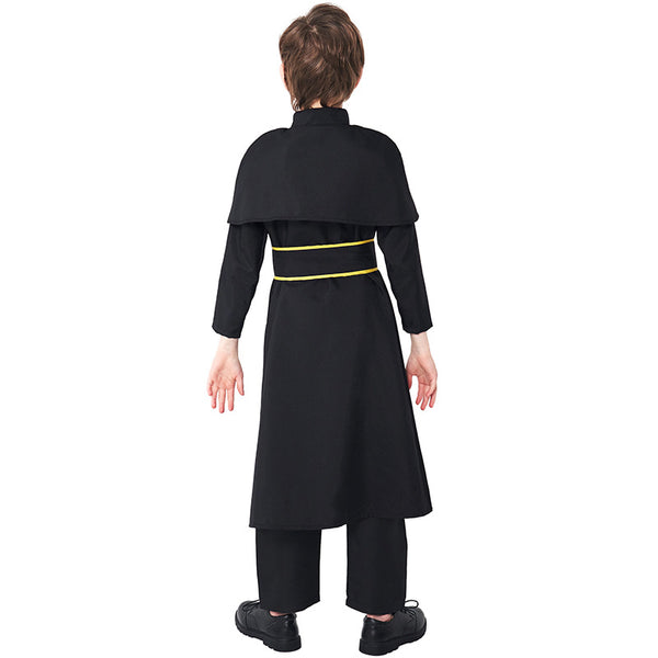 2023 Kids Halloween Costume Girls Boys Black Robe Priest Costume Choir Stage Performance Costume
