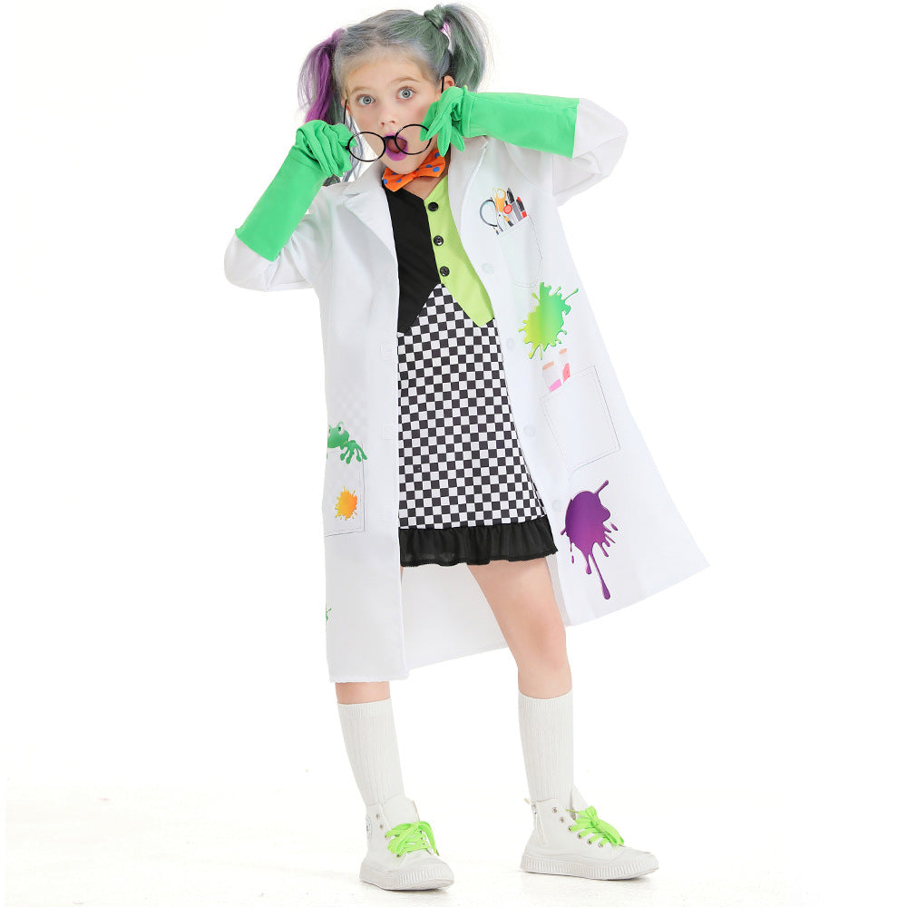 2023 Kids Halloween Costume Girls Halloween Mad Scientist Costumes Halloween Party Performance Costumes