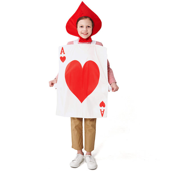 2023 Kids Halloween Costumes Poker Ace of Hearts Costume Girls Boys Cosplay Outfit Stage Performance Costume