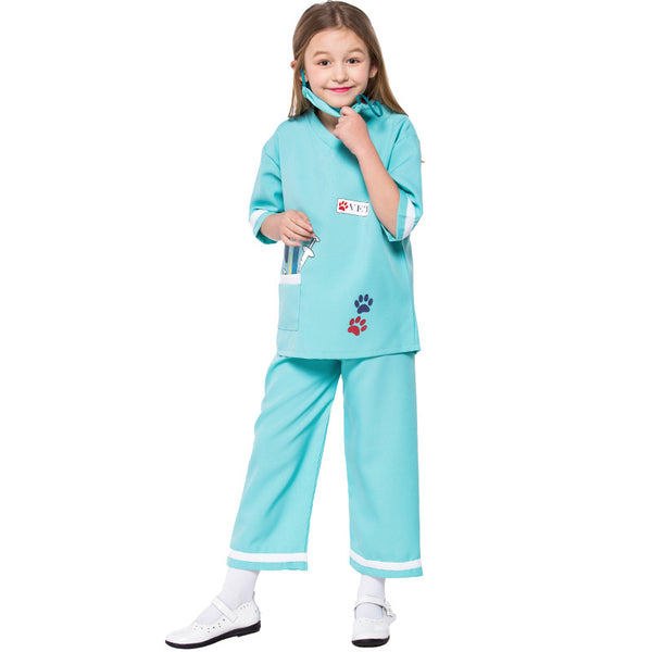 2023 Kids Halloween Doctor Costume Girls Boys Halloween Party Performance Outfit
