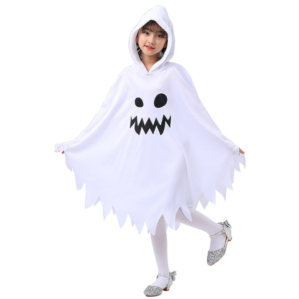 2023 Kids White Ghost Costume Glow-in-the-Dark Ghostface Cape Girls Boys Halloween Cosplay Party Dressup Costumes