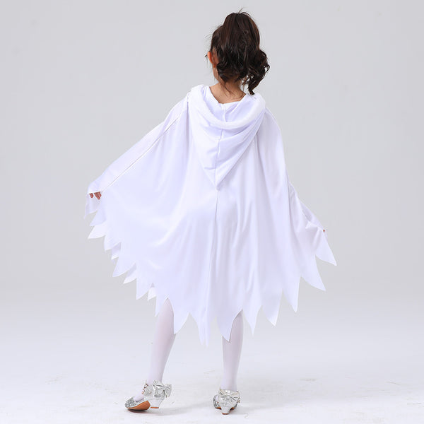 2023 Kids White Ghost Costume Glow-in-the-Dark Ghostface Cape Girls Boys Halloween Cosplay Party Dressup Costumes