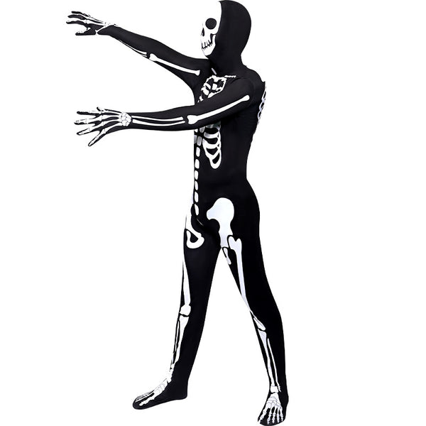 2023 Kids and Adults Halloween Scary Skeleton Ghost Onesie Zentai Halloween Party Jumpsuit Costume