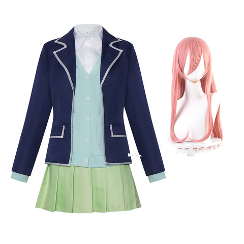 5Hanayome Miku Nakano School Uniform+Wigs Halloween Cosplay Outfit