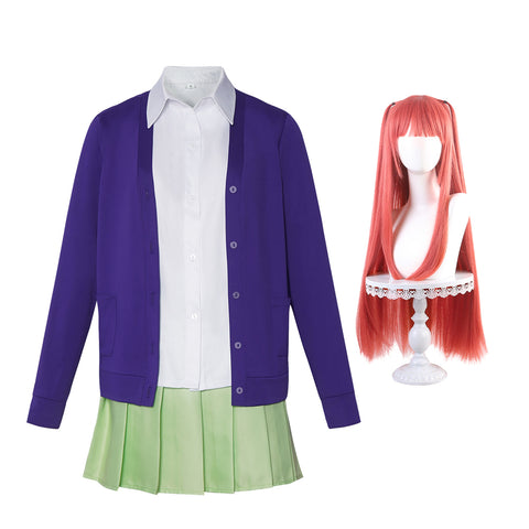 5Hanayome Nino Nakano School Uniform Costume+Wigs Halloween Cosplay Outfit