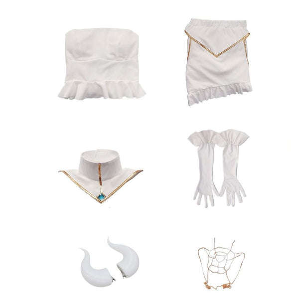 Albedo Costume Dress With Wigs Horns Wings Whole Set Women Girls Halloween Cosplay Outfit
