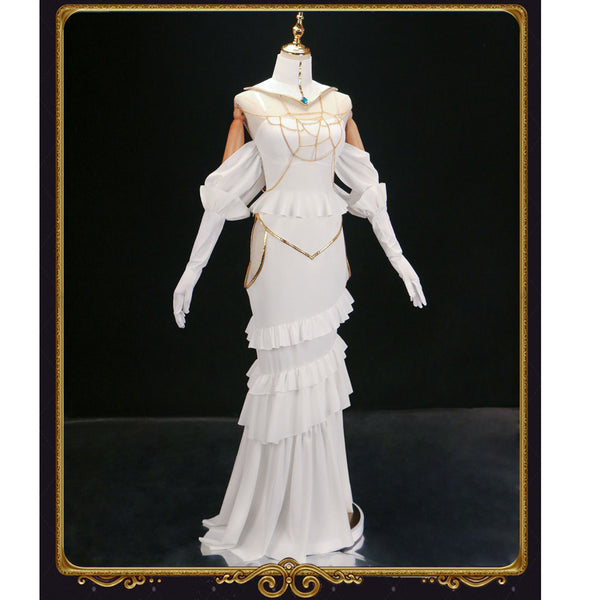 Albedo Costume Dress With Wigs Horns Wings Whole Set Women Girls Halloween Cosplay Outfit