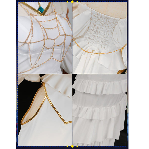 Albedo Costume Dress With Wigs Horns Wings Whole Set Women Girls Halloween Cosplay Outfit