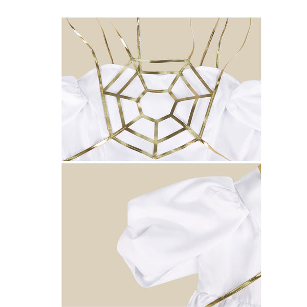 Albedo White Dress Costume Halloween Cosplay Outfit For Women Girls